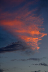 Beautiful and warm colored sunset sky.