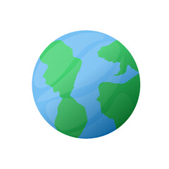 Vector planet Earth icon. Gradient colours, easy to recolour parts, removable background. Earth representation in the solar system, for astronomy or astrology class, or out of this world learning.