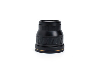 Picture of a magnifying lens on a white background.