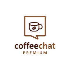 coffee talk chat cup logo vector icon illustration