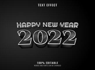silver black luxury 2022 new year editable text effect