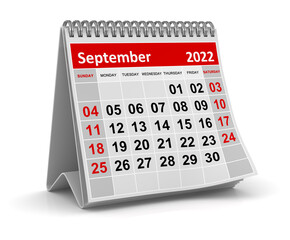 Calendar - September 2022 - obrazy, fototapety, plakaty