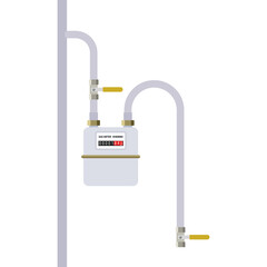 Gas meter connection. Connection diagram. Simple vector illustration.