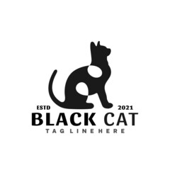Black Cat Logo Vector Design, Creative Logos Designs Concept for Template