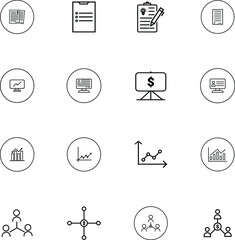 Business and finance web icon set - outline icon  and fill icon collection, vector design.