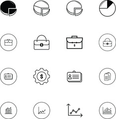 Business and finance web icon set - outline icon collection, vector design.