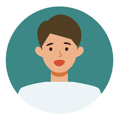 Man cartoon character. People face profiles avatars and icons. Close up image of smiling man.