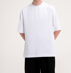 Guy in a white t-shirt on a white background