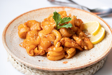 Macaroni in Tomato Sauce with Chicken and Sausage