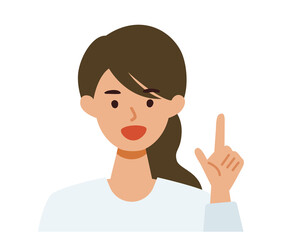 Woman cartoon character. People face profiles avatars and icons. Close up image of pointing Woman.