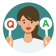 Woman cartoon character. People face profiles avatars and icons. Concept for Q&A.