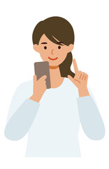 Woman cartoon character. People face profiles avatars and icons. Close up image of Woman using smartphone.