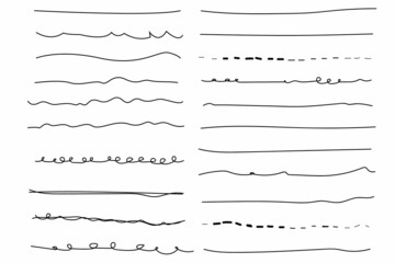 Set of wavy horizontal lines. Set of art brushes for pen