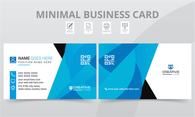 Double sided landscape creative business card layout print templates. Modern clean personal use visiting cards or name cards horizontal design.