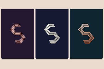 Collection of letter S logo with beautiful, luxurious, elegant and simple gradation variants. Suitable for brand identity, business, company, etc. Template design, icon