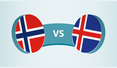 Norway versus Iceland, team sports competition concept.