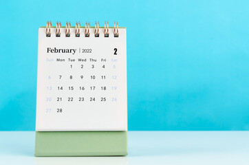 February 2022 desk calendar