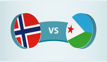 Norway versus Djibouti, team sports competition concept.