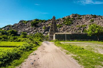 Fototapeta premium The Venkataramana Temple of Gingee or Senji in Tamil Nadu, India. It lies in Villupuram District, built by the kings of konar dynasty and maintained by Chola dynasty. Archeological survey of india.