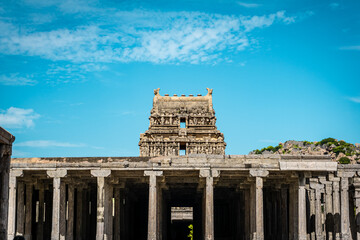 The Venkataramana Temple of Gingee or Senji in Tamil Nadu, India. It lies in Villupuram District, built by the kings of konar dynasty and maintained by Chola dynasty. Archeological survey of india. - obrazy, fototapety, plakaty