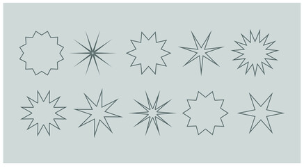 Grey tone vector set of design elements for abstract backgrounds. Outlines, star theme.