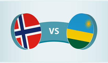 Norway versus Rwanda, team sports competition concept.