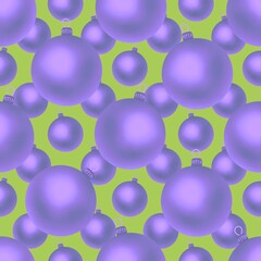 Seamless pattern. Christmas lilac balls. Festive endless background.