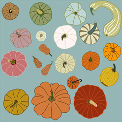 Fototapeta na wymiar seamless pattern with pumpkin autumn fall season 