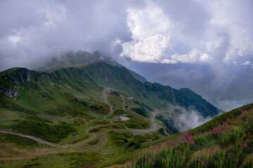 Foothills of the Caucasus.Beautiful landscape of the valley in the mountains.fog in the mountains. the photo is suitable for advertising tourism. a desktop screensaver.advertising of active recreation © Viktorya 