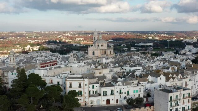 Aerial view of Locorotondo town, Italy