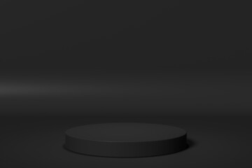 Simple black presentation podium. 3d render illustration.