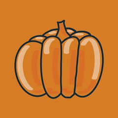 Drawing of the pumpkin on the orange background 