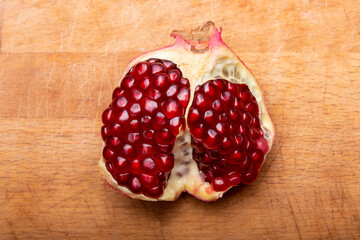 pomegranate on wooden background