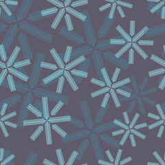 Winter pattern with snowflakes or fir branches in blue and gray colors.
