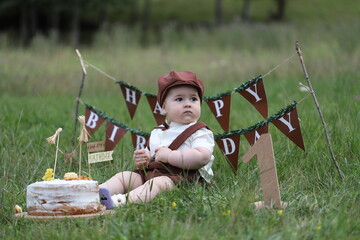 boy celebrating his first birthday