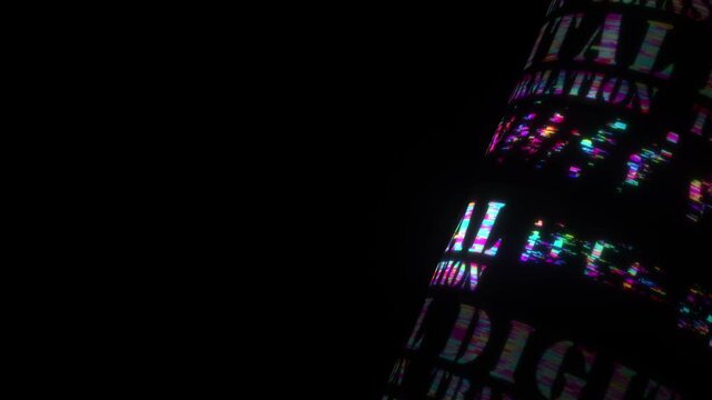 3D animation text of Digital Transformation colorful text word rotated light animation digital effect background 4k 3d seamless looping text Digital Transformation glitter effect element for intro, ti