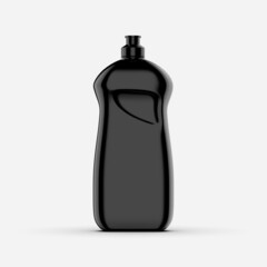 Realistic plastic black bottle washing 3D rendering object isolated with white background