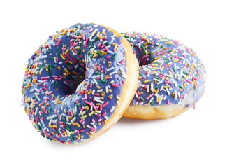 Donuts with sprinkles isolated on white background