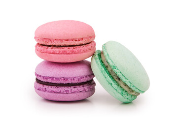 Sweet macaroons dessert isolated on white background