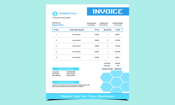 Invoice Design Template with Creative Designs