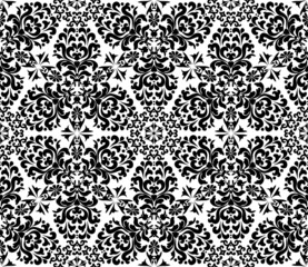 Rich damask ornament seamless pattern. Black and white. Decorative texture. Mehndi patterns. For fabric, wallpaper, venetian pattern,textile, packaging.