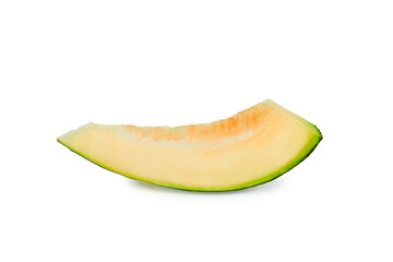 Slice of ripe melon isolated on white background
