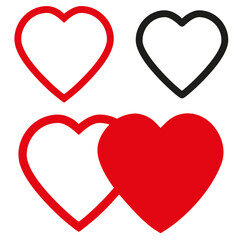 Vintage vector heart icons on a white background. love symbol isolated object valentine
