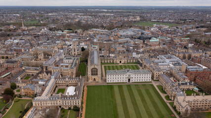 Aerial View Landscape of the Famous City of Cambridge, United Kingdom