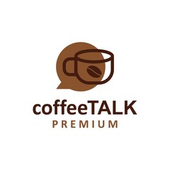 coffee talk chat logo vector icon illustration