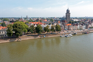 Aerial view of the Dutch medieval city of Deventer in The Netherlands
