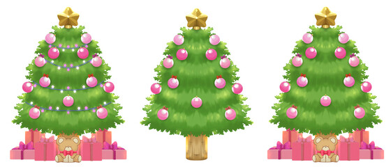 クリスマスツリー　3種類セット　ピンクver