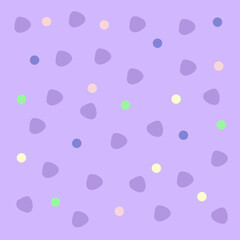 Seamless cute pattern with circles of different colors with outline. Flat style. Minimalist, simple.  violet background.