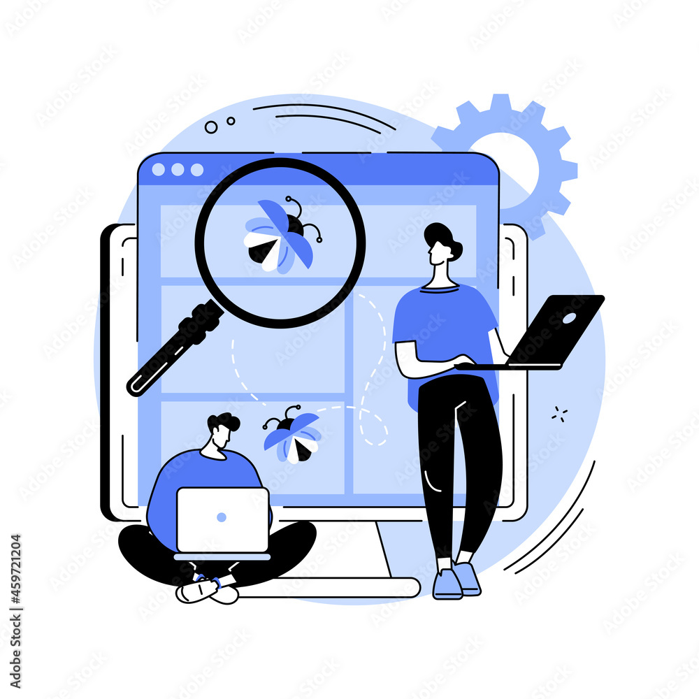 Poster beta testing abstract concept vector illustration.