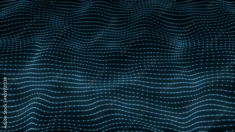 Poster abstract network mesh waving fx background loop/ 4k animation of an abstract fractal digital mesh ba